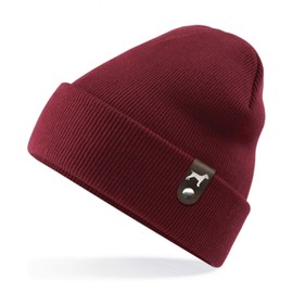 siviwonder German Hunting Terrier Hat Patch Leather Walking Beanie Knitted Hat Warm Men Women Hunting Terrier, burgundy