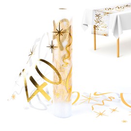 Table Runner for 40th Birthday, 28 cm x 10 m Table Runner Birthday Polyester, Shiny Gold Table Runner Birthday Roll Can Be Cut to Size, Party Decoration 40th Birthday Table Runner for 40 Year Olds Men