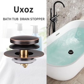 Bathtub Drain Stopper, Uxoz Universal Tub Stopper for Replacing Tip Toe/Trip Lever/Lift&Turn Tub Drain, Bath Tub Drain Stoppers Desiged for 1.5" to1.72 Drain Hole with 3 O-Rings, Oil Rubbed Bronze