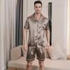 RuanMM Mens Satin Short Sleeve Silky Pajama Bottoms High Quality