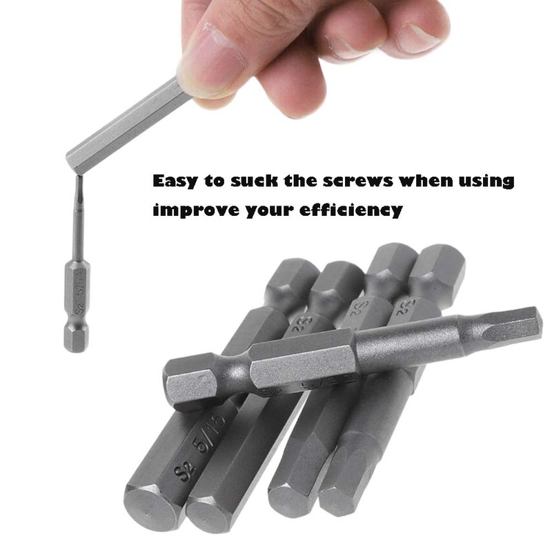 Bestgle 10pcs 5/64-5/16 Magnetic Inner Hexagon Head Screwdriver Bits Set
