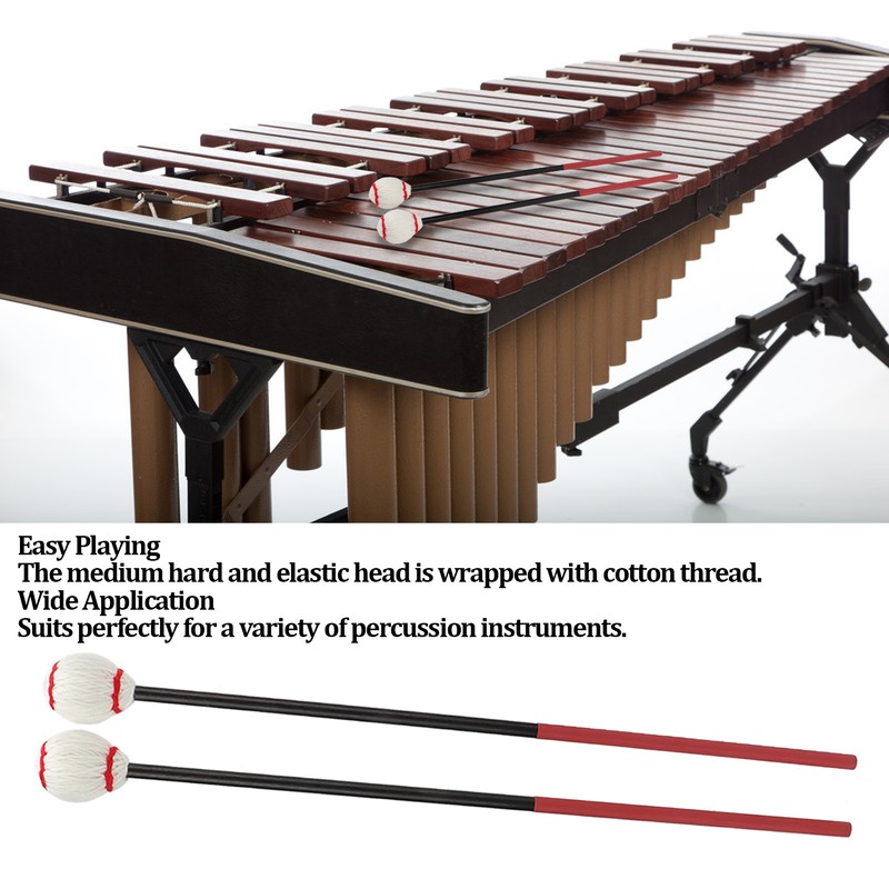 Marimba Mallet Xylophone Stick Hammer Wooden Handle Set Kit Instrument