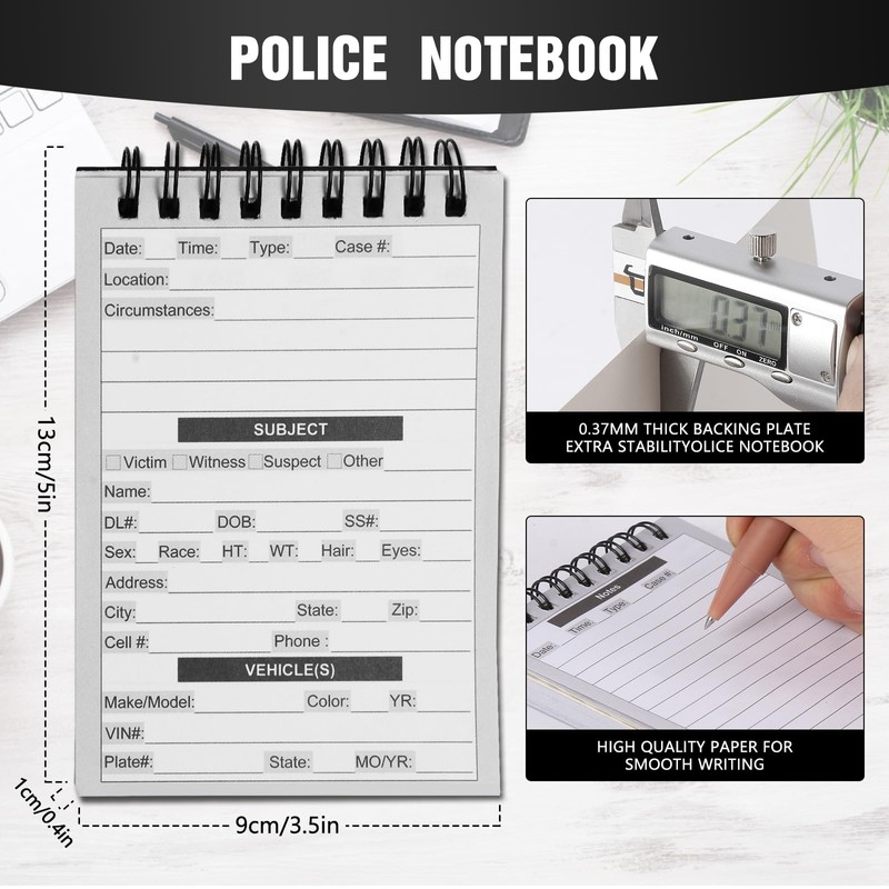 PruQuaiy 3 Pcs Public Safety Police Field Interview Notebook Report