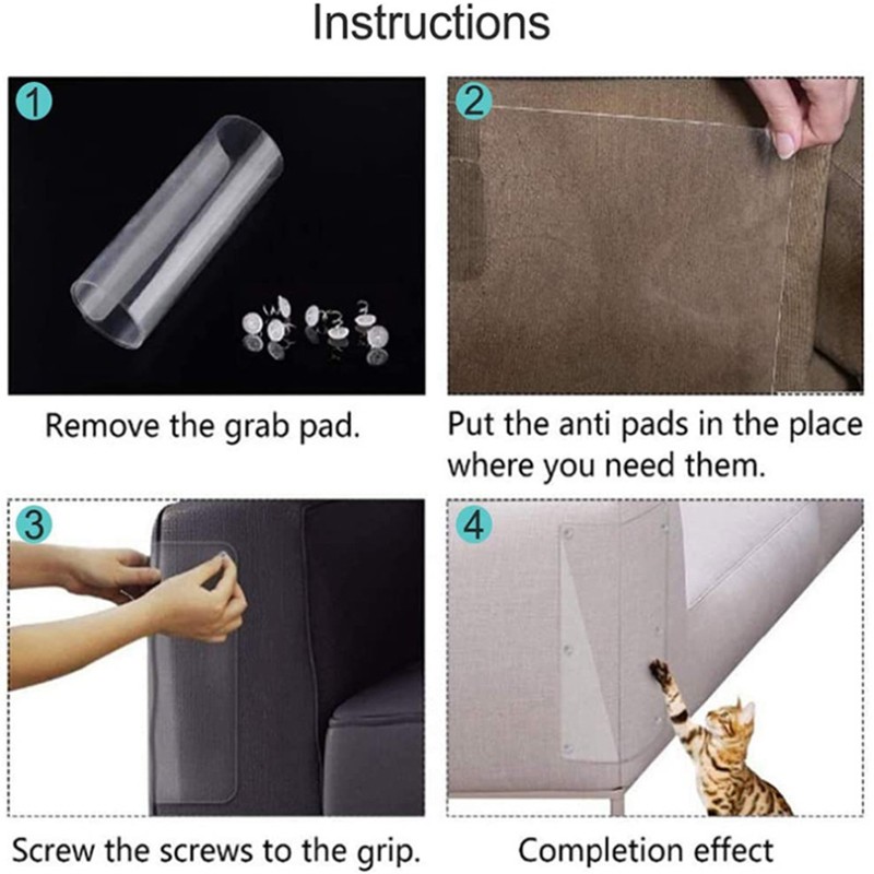 8pcs Cat Scratch Furniture Protector Pad Pet Couch Protector Cat
