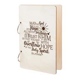 SUPERDANT Blessing Text Greeting Card Organizer May the God of Hope Fill You with All Joy Wedding Journal Card Keeper Text Planner Card Holder Wooden Loose Leaf Photo Album with 2-Rings