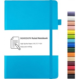 BGHEOUYV Notebook Journal, College Ruled Notebook Lined A5 160 Pages,Hard Cover Journals for Writing, Notebooks for Work Office School Women Men,5.7 inches x 8.4 inches(Light Blue)