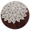 gracebuy 60cm Beige Round HANDMADE Floral Crochet Lace Tablecloths Doilies