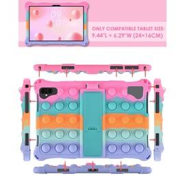 DETUOSI Silicone Case for VASTKING KingPad K10/Z10, 10.1 inch Kids Friendly Universal Lightweight Protective Cover for VASTKING KingPad K10 with Pen Holder, Stand & Strap-Dazzling Pink