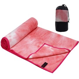 Yoga Towel - Tie-Die Textures Non-Slip Yoga Mat Towel with Bag - 24''x72'' 493g. 100% Absorbent odorless Microfiber Sweat Towel - Yoga Towel mat for Hot Yoga, Bikram and Pilates - Hot Yoga Towel