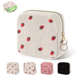 Desing Wish Cosmetic Pouch, Small Makeup Pouch, Square Storage Bag, 1 x G-Strawberry Handle