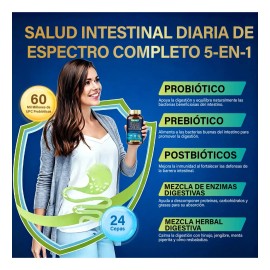 Probióticos, Prebióticos, Postbióticos y Enzimas Digestivas | Fórmula Avanzada para Bienestar Digestivo | 120 Cápsulas