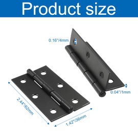 Zorveiio 10Pcs Matte Black Door Hinges,2.5 Inch Iron Front Door Hinge,6 Hole Closet Exterior Door Hinges Heavy Duty,Butt Hinge for Jewelry Box,Bedroom,Cabinet Door