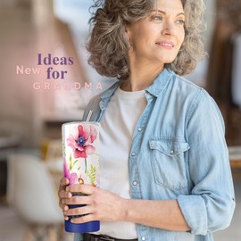 Nudida Gifts for Grandma - Birthday Mother's Day&Christmas Gift from Grandson Granddaughter - Stainless Steel Tumbler Coffee Insulated Travel Reusable Cup With Straw Leakproof