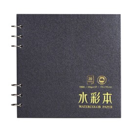 Lightwish Square Watercolor Journal,100% Cotton Watercolor Paper,300gsm/140lb,Acid-Free,20 Sheets Cold Press Watecolour Sketchbook for Artists Adults Students,7.68 * 7.68 Inches(Dark Grey)