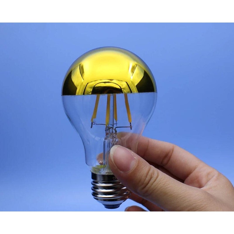 A60 Half Chrome Light Bulb 3 Pack,6 Watts(60W Equivalent)E27 Base