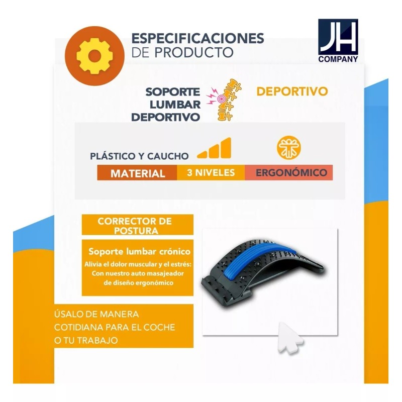J.H COMPANY Soporte De Ejercicio Lumbar Correccion Postura Espalda Js-03