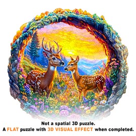 Wooden Puzzles for Adults - 3D Vision Deer Wooden Jigsaw Puzzle - Unique Animal Shaped Wood Puzzles Adult - Creative Birthday Gift Family Game (100pcs)