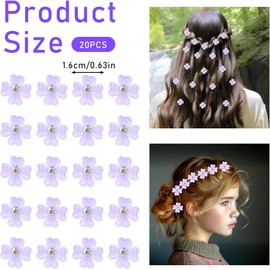 Mini Purple Clover Flower Hair Clips with Rhinestone,20Pcs Mini Flower Hair Clips with Daisy Flower,Mini Clover Flower Hair Clip Rhinestone Hair Clip,Mini Clover Flower Hair Clip with Cute Rhinestone