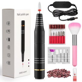 QPVZX Electric Nail Drill, Ultra Quiet Low Vibration Electric Nail File, Portable Electric Nail File for Crystal Gel Nails, Manicure Pedicure Tools Polishing Set for Home and Salon Use(Black Upgrade)