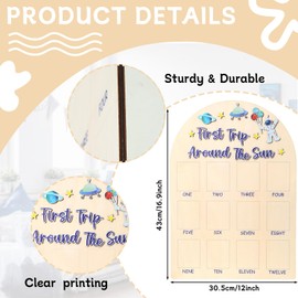 Space First Trip Around The Sun Photo Board One Year Birthday Party Decoration First Year Milestone Photo Board 12 Monthly Picture Frame 1st Birthday Picture Banner for Baby Boy Keepsake Gift Supply