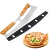 Pizza Cutter Rocker with Wooden Handles & Protective Cover by