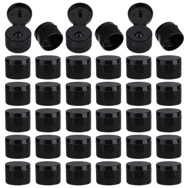 OLYCRAFT 36Pcs 24/400 Flip Top Screw Caps Black Flip Top