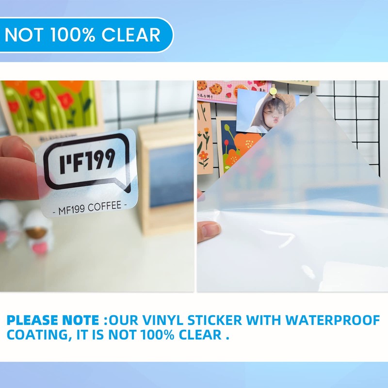 Uinkit 105Sheets Premium Clear Vinyl Sticker Paper for Inkjet Printer