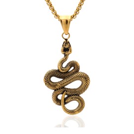 Heavstjer Punk Jewelry Animal Snake Pendant Cool Necklace(Gold)
