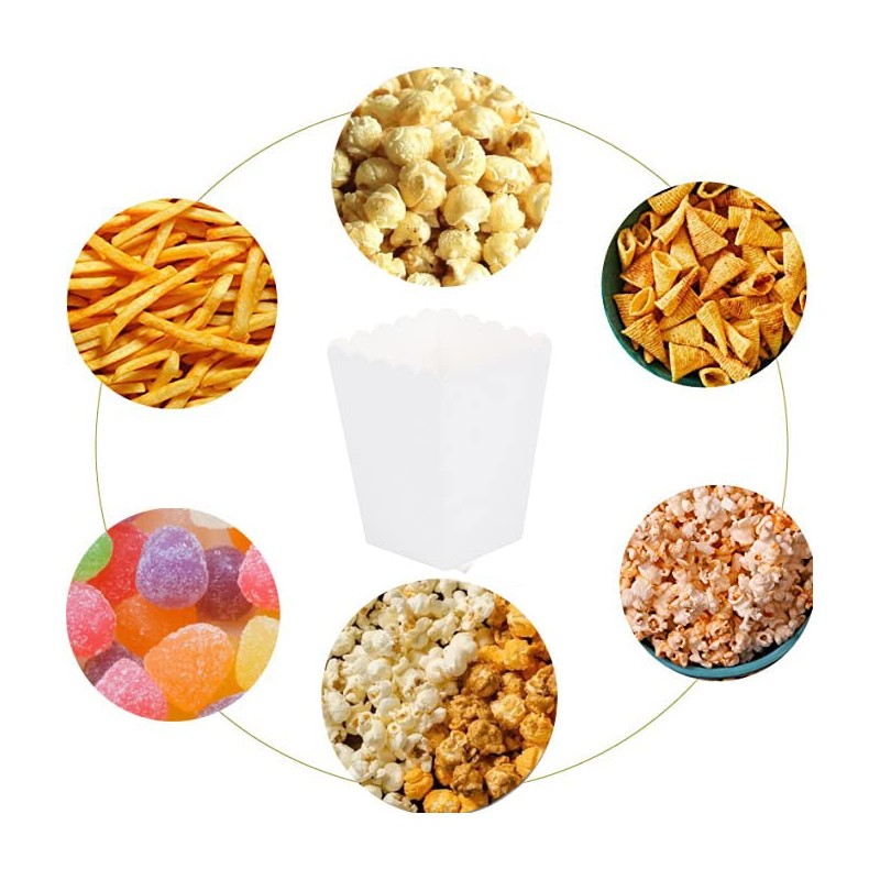 CC wonderland zone 24pcs White Mini Popcorn Boxes Paper Popcorn