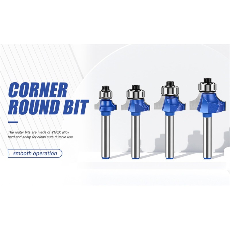 MACHSWON 4 Pieces Round Router Bits 1/4" Shank Round Router