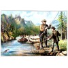 Father Son Salmon River Fishing Fish in Net 1872 2.5