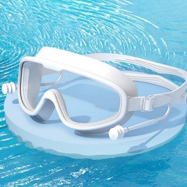 Integrated Wide White Sea Swimming Goggles Earplugs