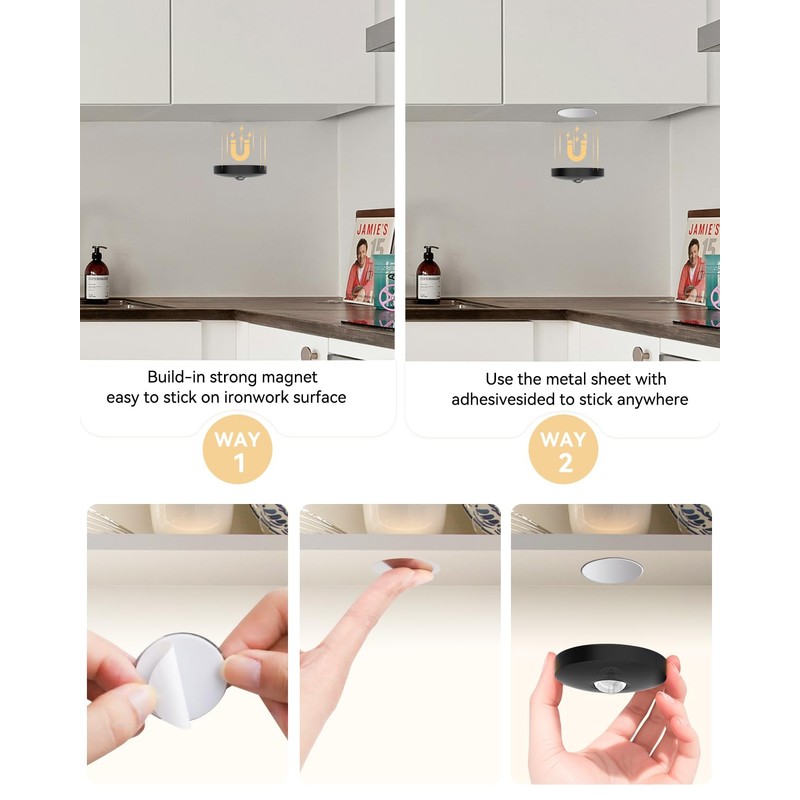 Aokpsrt Rechargeable Puck Lights With Remote Control, 1500mAh Battery Operated