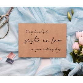 To My Sister in Law on Your Wedding Day Card, Brides Gifts, Thank You Cards for new Sister, For Bride Groom