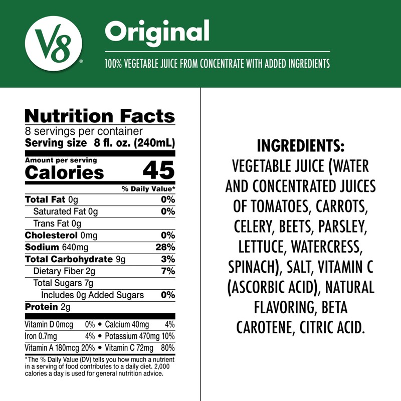 V8 V8 Original 100% Vegetable Juice, 64 fl oz Bottle