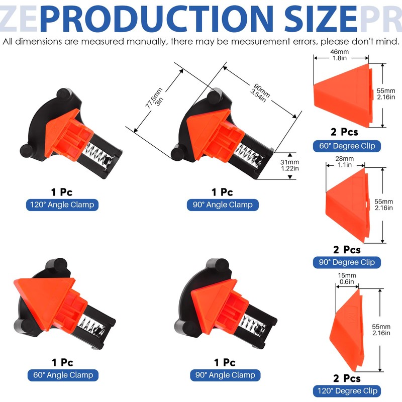Glarks 10Pcs 60/90/120 Degree Corner Clamps Kit, Multi Angle Right