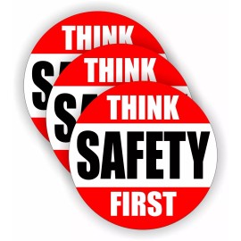 Unbranded/Generic 3pcs Think Safety First Hard Hat Stickers / Helmet Decals Emblems Labels Badges
