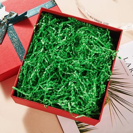 DOTUHAO Crinkle Cut Paper Shred, 8 OZ Green Color Crinkle Paper 8oz Gift Basket Filler, Gift Box Filler Papers Shreds, Raffia Grass great for Gifts Wrapping, Basket Filling (Green,8 OZ)