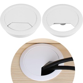 2 x Cable Grommet Desk, Cable Pass 60 mm Desk, Cable Feed-Through Plastic White, Cable Pass Table for More Order and Overview at the Workplace