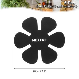 sourcing map 20cm/7.9" Pot and Pan Protectors, 6Pack Anti-Slip Pan Dividers Pads Pot Separators Protectors for Stacking and Protecting Your Cookware (Round, Black)