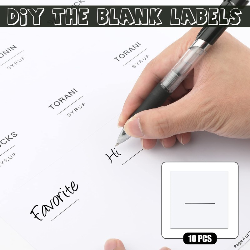 AIEX Coffee Syrup Labels, 84pcs Waterproof White Minimalist Coffee Syrup