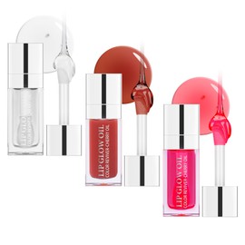 Ofanyia Hydrating Lip Glow Oil, Plumping Lip Gloss Tinted Lip Balm Transparent Lip Care, Long Lasting Hydrating Lip Gloss Tinted Lip Non-Sticky, Lip Tint Lip Care Oil