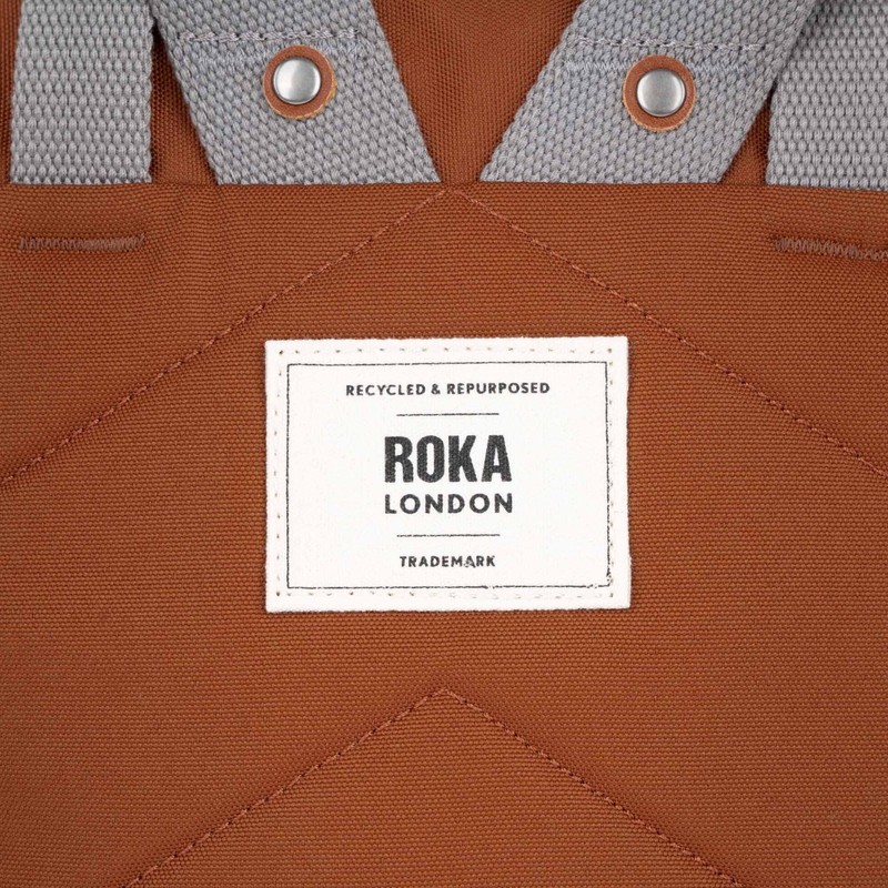 ROKA London Finchley A Small Sustainable Canvas Backpack Bran