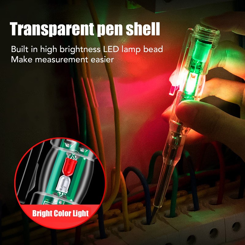 Kadimendium 5 Pcs Electrical Tester Pen Multifunctional Bright LED Light