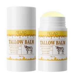 Beef Tallow Balm Stick –Beef Tallow for Skin, Grass Fed Tallow & Honey Balm Stick, Moisturizing Skin Care Cream for Dry Skin