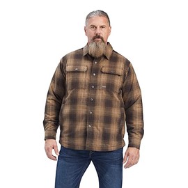 Ariat Male Rebar DuraStretch Flannel Insulated Shirt Jacket Mole Plaid X-Large