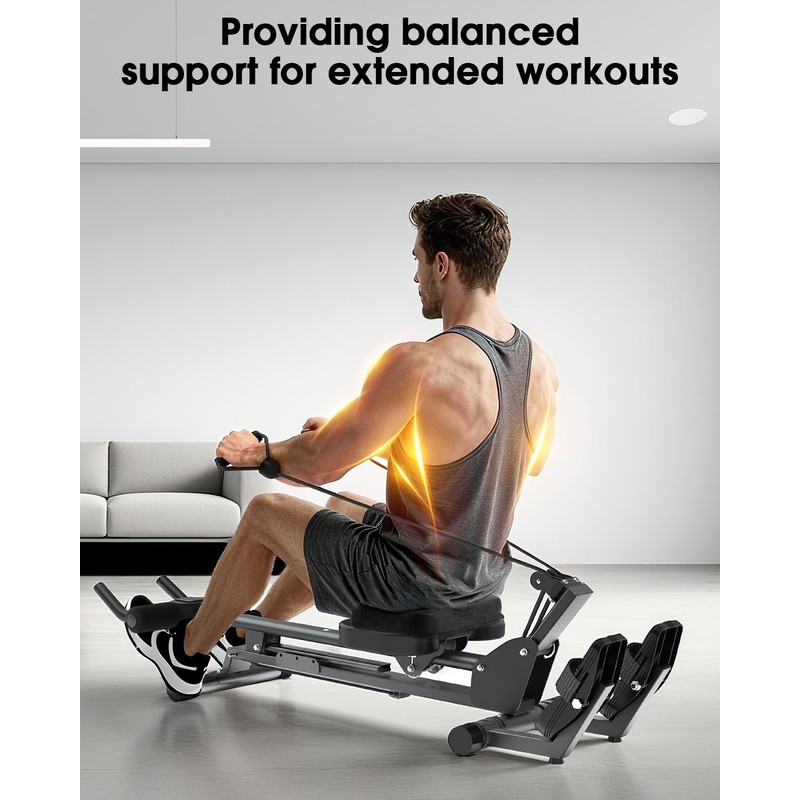 Rowing Machine Seat Cushion, Memory Foam Pad with Anti-Slip Straps