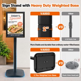 Heavy Duty Sign Holder Stand 8.5x11 Inch - Pedestal Floor Standing Sign Holder with Weighted Base - Vertical & Horizontal Poster/Menu Stand for Indoor/Outdoor Business Store Advertising, Black