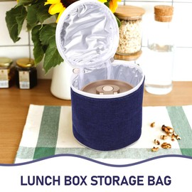 ULTECHNOVO Insulated Lunch Bag for Women Men, Portable Leakproof Thermal Insulation Aluminum Thickened Lunch Box Cooler Bag for Soup/Milk/Porridge Cup for Work, School, Picnic, Travel (Blue）