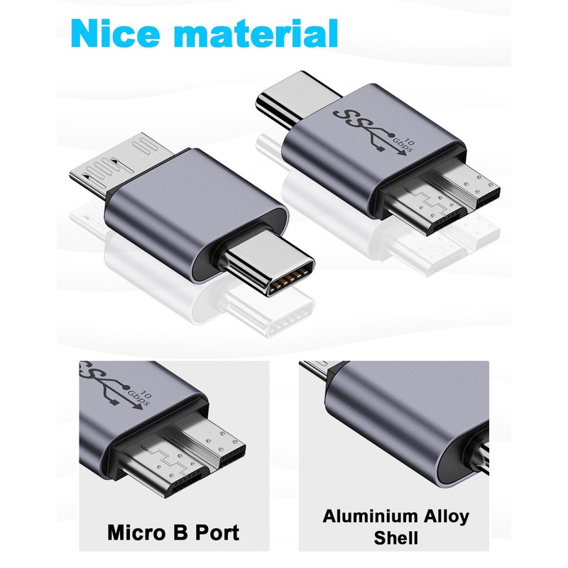 Duttek 10Gbps USB C to Micro B Cable Adapter, Micro